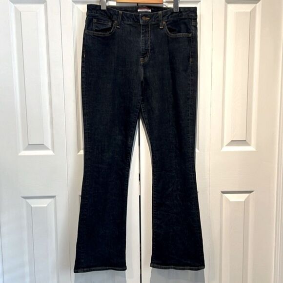 Tommy Hilfiger Blue Dark‎ Wash Curve Bootcut Jeans Size 12 - Picture 1 of 11